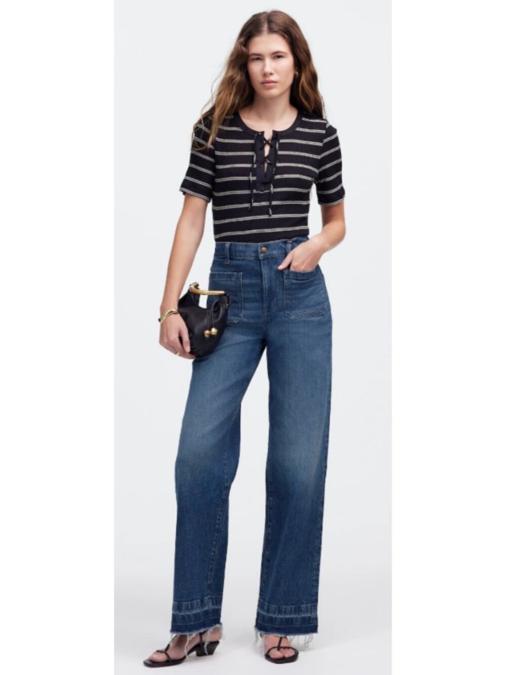 MADEWELL Emmett Wide-Leg Jean Let Down Hem Edition Archbald Wash Comfort Stretch